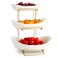 YYW 3 Tier Fruit Bowl for Kitchen Counter White Gold Ceramic Fruit Stand for Countertop Home Fruit Rack with Holder Vegetable Bowl Snacks Nuts Bread Candy Storage White