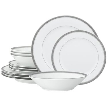 Noritake Charlotta Platinum 12Piece Dinnerware Set Service for 4