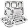 Tebery 3 Pack Stainless Steel Rectangular Divided Plates Tray 5 Sections Dinner Plates for AdultsKids Picky Eaters Campers and Portion Control