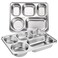 Tebery 3 Pack Stainless Steel Rectangular Divided Plates Tray 5 Sections Dinner Plates for AdultsKids Picky Eaters Campers and Portion Control