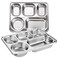 Tebery 3 Pack Stainless Steel Rectangular Divided Plates Tray 5 Sections Dinner Plates for AdultsKids Picky Eaters Campers and Portion Control