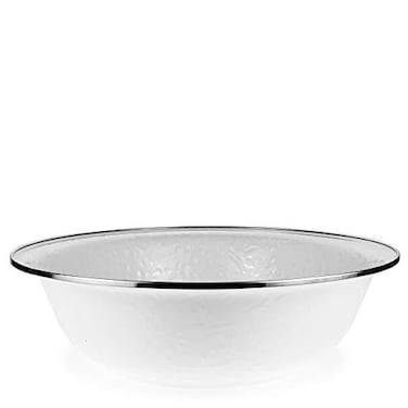 Golden Rabbit Enamelware Serving Basin 4 quart Solid White Textured