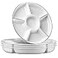Plasticpro 6 Sectional Round Plastic Serving TrayPlatters White Silver Pack of 8