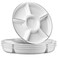 Plasticpro 6 Sectional Round Plastic Serving TrayPlatters White Silver Pack of 8