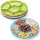 Frcctre 20 Pack Disposable Plastic Appetizer Serving Platter 12 Inch 6 Sectional Divided Snack Nut Candy Veggie Fruit Dish Serving Platter Divided Food Tray