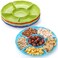 Frcctre 20 Pack Disposable Plastic Appetizer Serving Platter 12 Inch 6 Sectional Divided Snack Nut Candy Veggie Fruit Dish Serving Platter Divided Food Tray