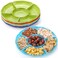 Frcctre 20 Pack Disposable Plastic Appetizer Serving Platter 12 Inch 6 Sectional Divided Snack Nut Candy Veggie Fruit Dish Serving Platter Divided Food Tray
