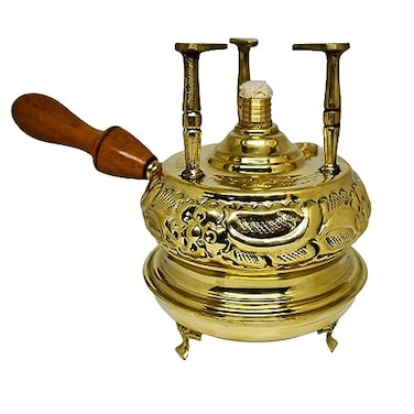 Elbaramony Al Bramony Brass Engraved Copper Turkish Greek Coffee Alcohol Burner Maker Table Top Tabletop With Wooden Handle Arabian Solid Large Size Hand Hammered Handmade Egypt Egyptian Decanter