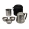 Thous Winds Titanium Tea Set Portable Kung Fu Tea Pot with 3 Tea Cups Doublelayer Teapot with Strainer Lightweight Tea Make for Outdoor Camping Backpacking Coffee