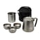 Thous Winds Titanium Tea Set Portable Kung Fu Tea Pot with 3 Tea Cups Doublelayer Teapot with Strainer Lightweight Tea Make for Outdoor Camping Backpacking Coffee