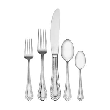 Mikasa Regent Bead 65Piece Flatware Set for 12 1810 Stainless Steel Silverware with Beaded Teardrop Handles Includes Serving Utensils Dishwasher Safe