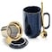 vicrays Ceramic Tea Cup Mug Infuser VICRAYS Large 16 oz Hot Loose Steeping Handle Teacup with Leaf Infuser Spoon Lid Blue Tall Glazed Strainer Coffee Mug Microwave Safe Blue