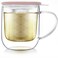 Teabloom TeaForOne Steeping Mug Insulated Double Wall Glass Mug 12 oz Stainless Steel Infuser Porcelain LidCoaster Great For Brewing Loose Leaf Tea