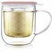 Teabloom TeaForOne Steeping Mug Insulated Double Wall Glass Mug 12 oz Stainless Steel Infuser Porcelain LidCoaster Great For Brewing Loose Leaf Tea