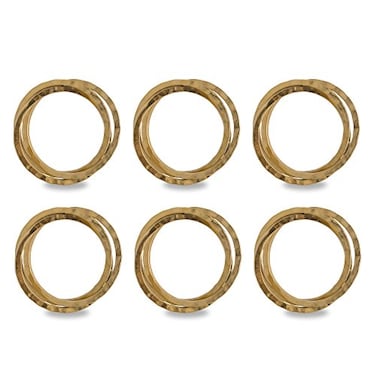 DII Decorative Basic Intertwined Napkin Ring Set Gold 6 Count
