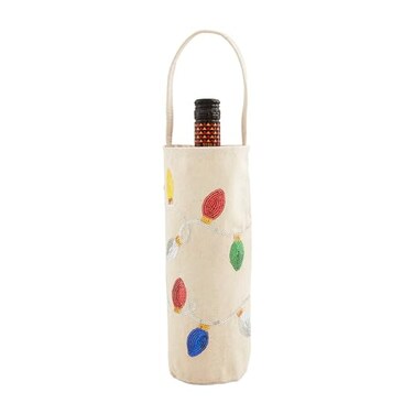 Mud Pie Sequin Wine Bag White 15 x 5