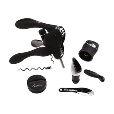 Rabbit 6Piece Wine Opener Tool Kit Black
