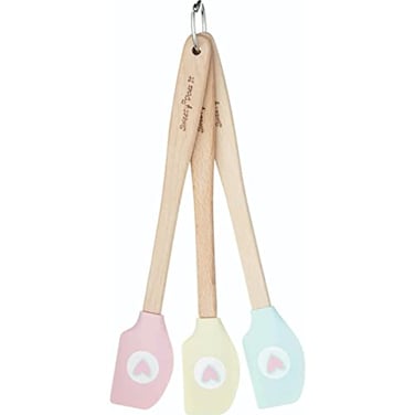 KitchenCraft Sweetly Does It Small Silicone Spatulas for Baking Floral Design 3 Piece Mini Spatula Set