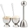 YellRin Soft Hard Boiled Egg Cutter Topper Set Egg Cracker with Include 2 Cup 2 Spoon 1 Topper Cutter Shell Separator Remover Stainless Steel Kitchen Tool