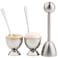 YellRin Soft Hard Boiled Egg Cutter Topper Set Egg Cracker with Include 2 Cup 2 Spoon 1 Topper Cutter Shell Separator Remover Stainless Steel Kitchen Tool
