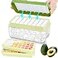 ZZWILLB Ice Cube Tray with Lid and Bin 64 pcs Ice Tray Kit with Ice Scoop Ice Cube Pop Out Tray Ice Cube Trays for Freezer Ice Cube Molds BPA Free Easy Release Stackble SpillResistant Green