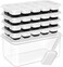 DOQAUS Ice Cube Tray with Lid and Bin 4 Pack Silicone Ice Cube Trays for Freezer Stackable Ice Bucket Kits with Storage Container Scoop for Kitchen RV Cocktail Coffee