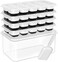 DOQAUS Ice Cube Tray with Lid and Bin 4 Pack Silicone Ice Cube Trays for Freezer Stackable Ice Bucket Kits with Storage Container Scoop for Kitchen RV Cocktail Coffee
