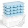 DOQAUS Ice Cube Tray with Lid and Bin 4 Pack Silicone Ice Cube Trays for Freezer Stackable Ice Bucket Kits with Storage Container Scoop for Kitchen RV Cocktail Coffee