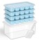 DOQAUS Ice Cube Tray with Lid and Bin 4 Pack Silicone Ice Cube Trays for Freezer Stackable Ice Bucket Kits with Storage Container Scoop for Kitchen RV Cocktail Coffee