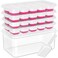 DOQAUS Ice Cube Tray with Lid and Bin 4 Pack Silicone Ice Cube Trays for Freezer Stackable Ice Bucket Kits with Storage Container Scoop for Kitchen RV Cocktail Coffee