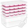 DOQAUS Ice Cube Tray with Lid and Bin 4 Pack Silicone Ice Cube Trays for Freezer Stackable Ice Bucket Kits with Storage Container Scoop for Kitchen RV Cocktail Coffee
