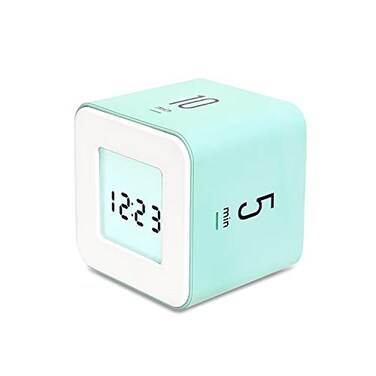 mooas Multi Cube Timer Clock Mint Rotating Flip Gravity Sensor Time Management Digital LED Clock Timer 1 3 5 10 min Setting ADHD Desk Office Productivity Kids Workout Kitchen
