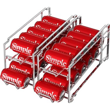 Simple Houseware Stackable Front Loading Beverage Can Dispenser Rack Chrome 2 Pack