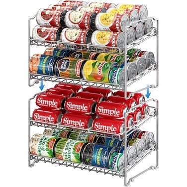 Simple Houseware 2 Tier Stackable Can Rack Silver 2 Pack
