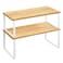 SONGMICS Cabinet Organizer Shelf Set of 2 Kitchen Counter Shelves Kitchen Storage Spice Rack Stackable Expandable Metal and Engineered Wood Cloud White and Natural Beige UKCS200W01