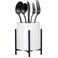 MONOSUGO Spoon Holder for Coffee Bar Kitchen Spoon and Fork Holder Black Silverware Holder Cutlery Holder Robust Silverware Caddy White Ceramic Cup with Black Metal Frame 1 Pcs