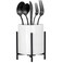 MONOSUGO Spoon Holder for Coffee Bar Kitchen Spoon and Fork Holder Black Silverware Holder Cutlery Holder Robust Silverware Caddy White Ceramic Cup with Black Metal Frame 1 Pcs
