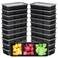 Hushee 10 Pack 17 oz Small Meal Prep Containers with 3 Compartments Snack Containers with Lid Disposable Plastic Bento Box Travel Lunch Food Boxes Stackable for Office Picnic Black