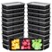 Hushee 10 Pack 17 oz Small Meal Prep Containers with 3 Compartments Snack Containers with Lid Disposable Plastic Bento Box Travel Lunch Food Boxes Stackable for Office Picnic Black