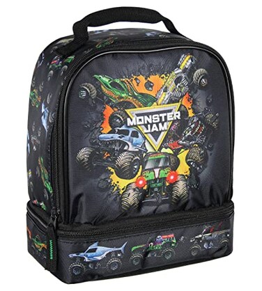 INTIMO Monster Jam Grave Digger Megalodon Pirates Curse Dual Compartment Lunch Box Bag 95