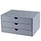 RHCSZ Leather Desk Organizer with 3 DrawersTray Executive Office Supplies Desktop Filing A4 File CabinetHolder Stackable Storage Box Grey Gray