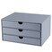 RHCSZ Leather Desk Organizer with 3 DrawersTray Executive Office Supplies Desktop Filing A4 File CabinetHolder Stackable Storage Box Grey Gray