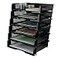 Tstorage Plastic Stackable File Paper Storage Tray Office Stackable Letter Tray Black 6 Pack
