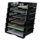 Tstorage Plastic Stackable File Paper Storage Tray Office Stackable Letter Tray Black 6 Pack