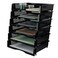 Tstorage Plastic Stackable File Paper Storage Tray Office Stackable Letter Tray Black 6 Pack