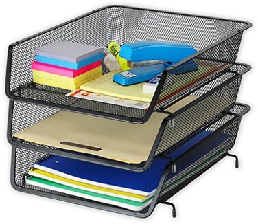 Simple Houseware Stackable Desk File Document Letter Tray Organizer 3 Packs Black