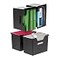 IRIS USA Large Portable Desktop File Box with Open Lid 4 Pack Side Handles Hanging File Folders Tabs Inserts Letter Size Magazines Newspapers Mail Books Notebooks Black