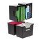 IRIS USA Large Portable Desktop File Box with Open Lid 4 Pack Side Handles Hanging File Folders Tabs Inserts Letter Size Magazines Newspapers Mail Books Notebooks Black