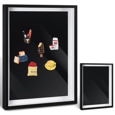 Vicenpal 1 Pcs Large Magnetic Board 16 x 12 Magnet Display Board Removable Souvenir Fridge Magnet Frames Case for Wall Dust Proof Magnetic Shadow Box for Wall Table Refrigerator Black