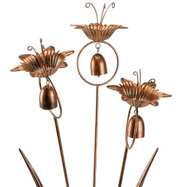 WSgift Metal Calla Lilies Flowers with Bells for Outside Yard Art Bronze Wind Chime